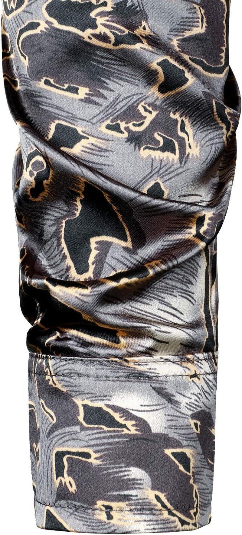 Men'S Hipster Printed Silk like Satin Button up Dress Shirt for Party Prom