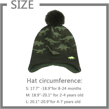 Knitted Baby Hat Scarf Set Winter Warm Boys Girls Beanie Fleece Lining Toddler Kids Hats with Pompom