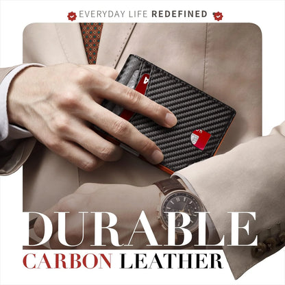 Wallet for Men Slim, Genuine Leather Minimalist Mens Wallet RFID Blocking Credit Card Holder with Money Clip, Best Gift