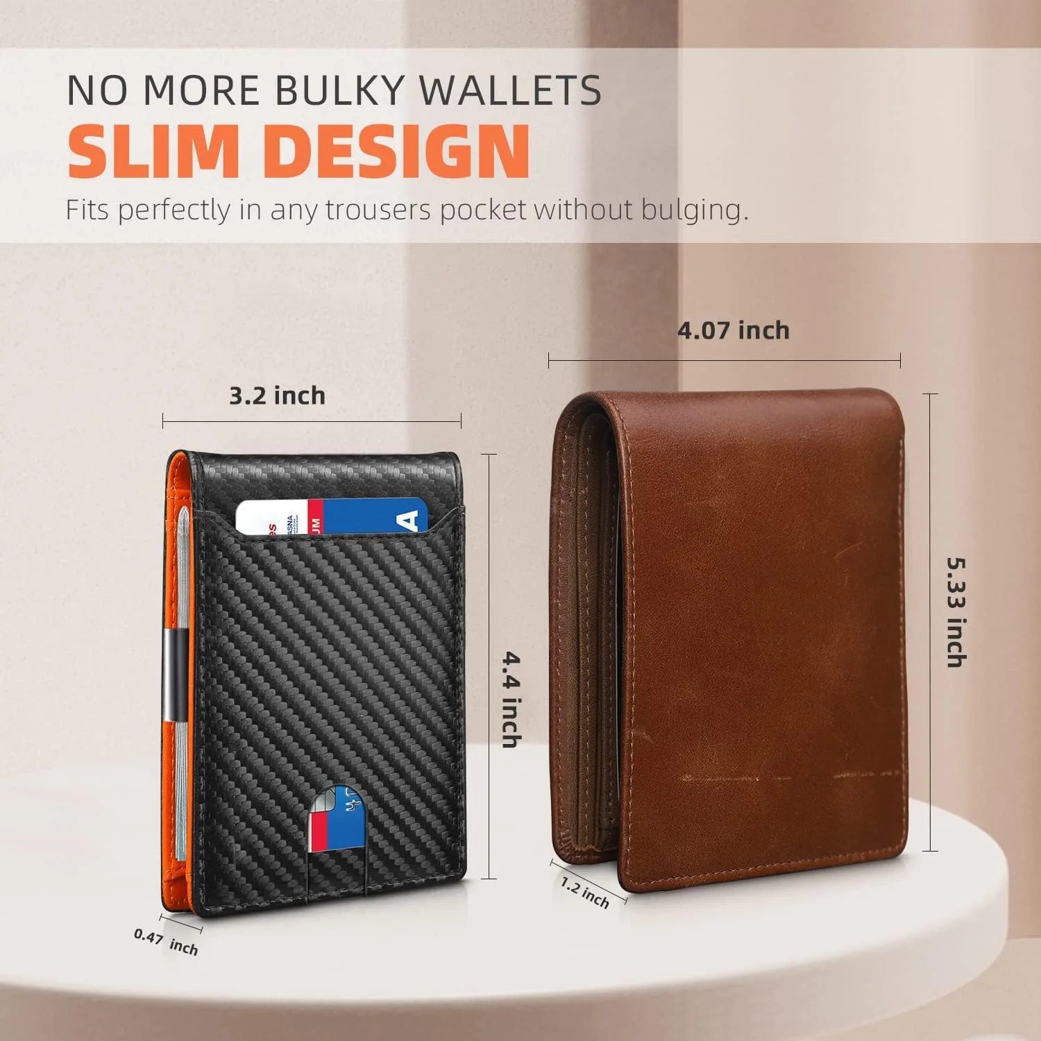 Wallet for Men Slim, Genuine Leather Minimalist Mens Wallet RFID Blocking Credit Card Holder with Money Clip, Best Gift