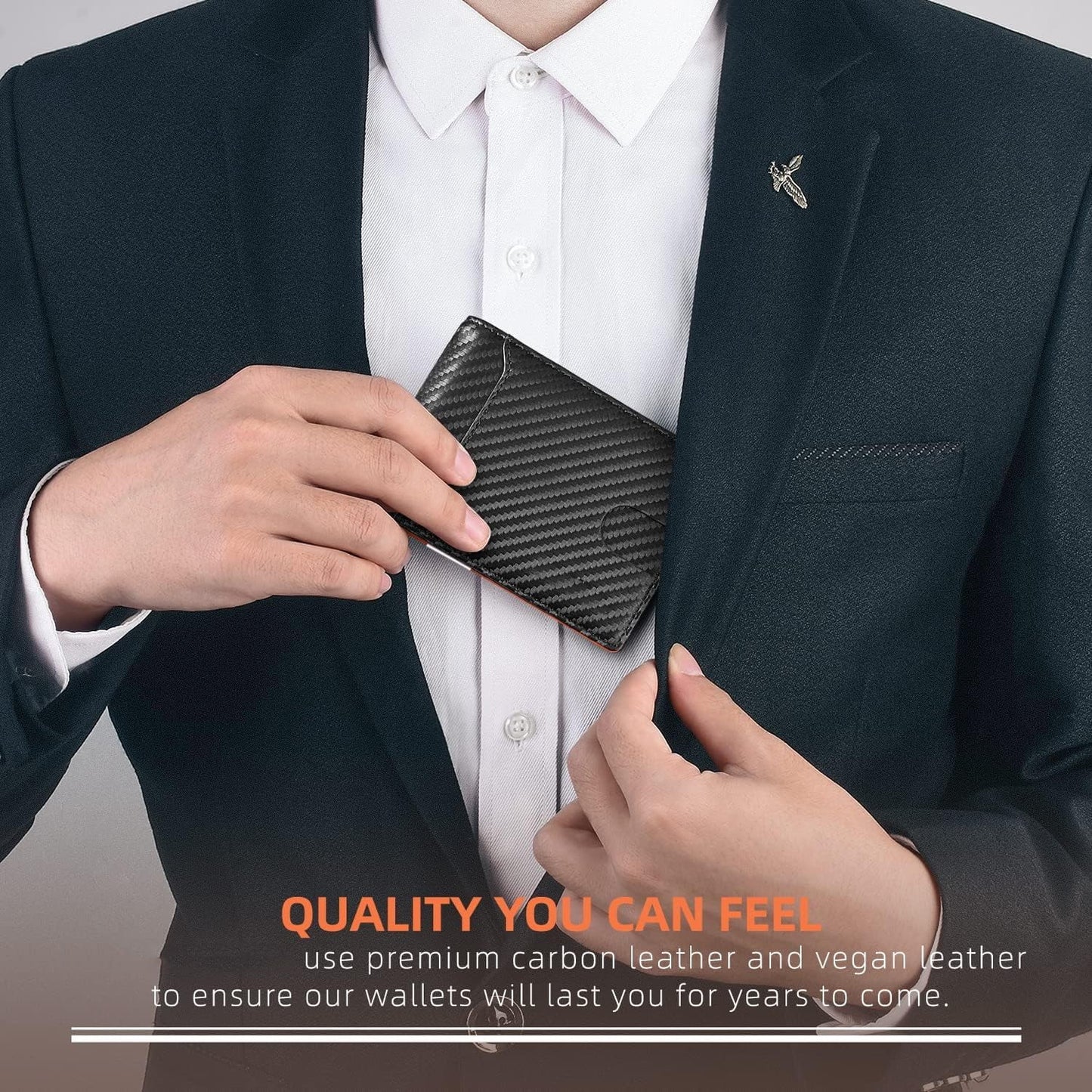 Wallet for Men Slim, Genuine Leather Minimalist Mens Wallet RFID Blocking Credit Card Holder with Money Clip, Best Gift