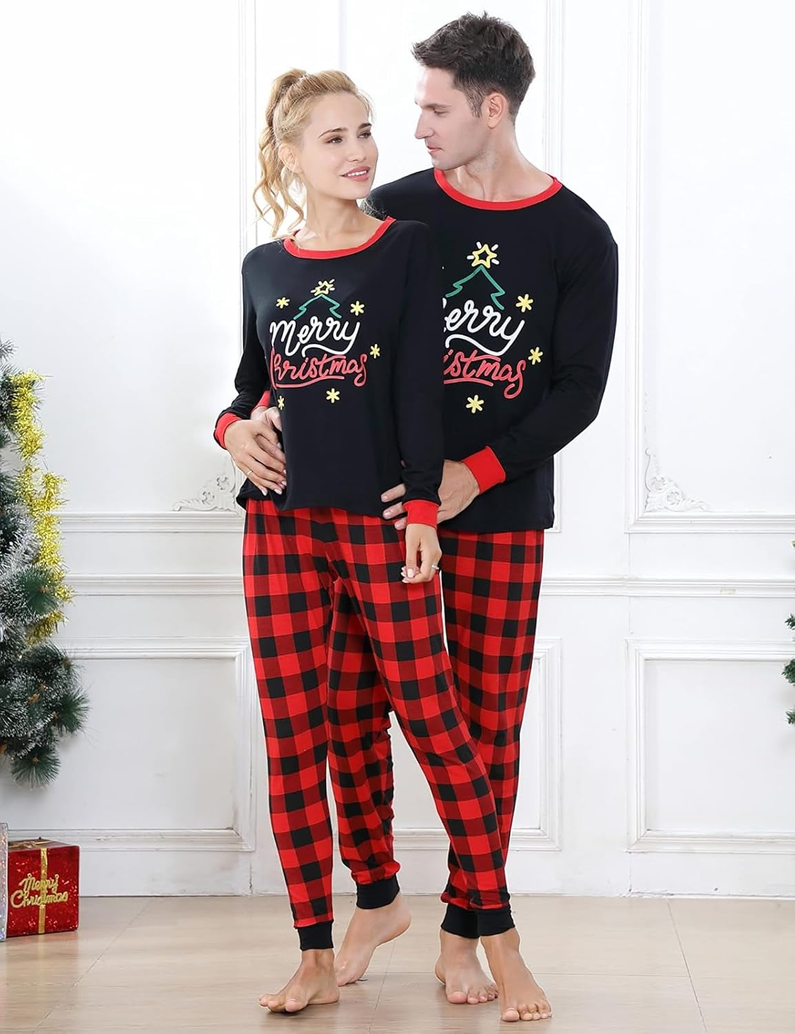 Family Pajamas for Christmas Halloween Thankgiving Hanukkah 100% Cotton Matching Family Xmas Pjs for Women Men Kids